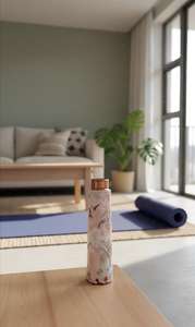 Modern <b>Printed</b> Copper Water Bottle Premium Food Grade Reusable Metal Bottle for Home Kitchen <b>Office</b> Corporate Gifts - Product Image 3