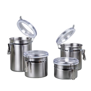 Ensemble de 4 vases en acier inoxydable, avec couvercle hermétique et pince de verrouillage à Surface en Satin - Product Image 1