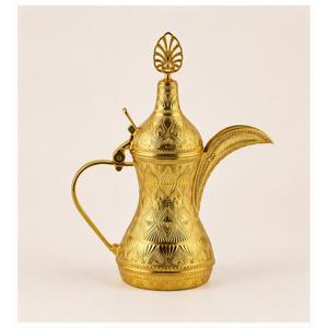 Creative Gold Plated Arabic Coffee <b>Pot</b> Dallah with Intricate Engraving Traditional Middle Eastern Brass <b>Tea</b> Kettle For Home - Product Image 1