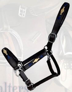Harnais de cheval en cuir noir HM Global DD de qualité supérieure, durable, élégant, fait main, brodé au fil ciré, type polo. - Product Image 3