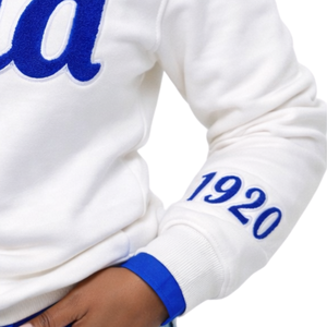 Sudadera de chenilla blanca Zeta Phi Beta 1920 para mujer, jersey con letras griegas Zeta, bordado azul, ropa informal - Product Image 3
