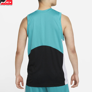 Camiseta sin mangas para hombre INDEX, cuello redondo, con bloques de color, tejida, transpirable, deportiva, para gimnasio, chaleco atlético de poliéster - Product Image 2