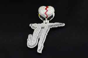 Colgante Personalizado de Moissanita con Nombre, Joyería Hip Hop Iced, Colgante de Corazón Roto, Letra Inicial Personalizada, Plata de Ley 925 - Product Image 4