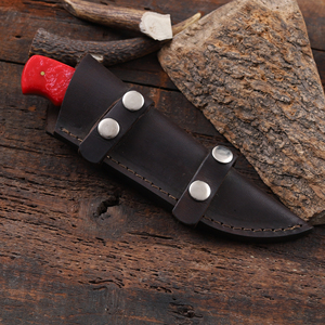 Cuchillo de caza y desollado de hoja fija de acero de Damasco forjado a mano, mango de resina, espiga completa, cuchillo personalizado OEM/ODM, funda de cuero - Product Image 6