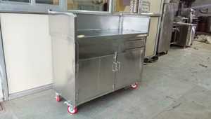 Chariot de service alimentaire mobile en acier inoxydable avec auvent et armoire de rangement, facile à nettoyer, idéal pour la vente de nourriture de rue - Product Image 5