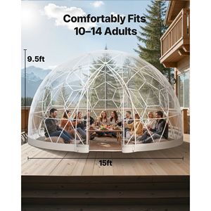 Dôme de jardin 15 x 9,5 pieds, tente bulle transparente d'extérieur pour 10 à 14 personnes, serre géodésique résistante aux intempéries pour mariages et fêtes - Product Image 3