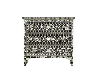 Meuble de rangement avec tiroirs en bois sculpté à la main, style traditionnel, incrustations d'os, pour chambre à coucher, couloir et hôtels de luxe - Product Image 2