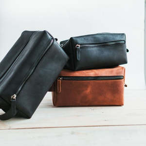 Bolsa de Aseo de Viaje Personalizada de Lona y Cuero Vintage con Cierre de Cremallera, Neceser de Maquillaje/Afeitado para Hombre, Bolsa de Cosméticos de Algodón con Logotipo Personalizable - Product Image 3