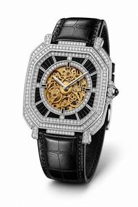 Luxury Men's Mechanical <b>Watch</b> Polygon Case Diamond Bezel <b>Black</b> Leather Strap Analog Stainless Steel - Product Image 1