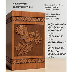Handcrafted Wooden Cremation Urn | Scorpion Carving, Floral Border <b>Memorial</b> <b>Keepsake</b> by AYAANS - Product Image 2