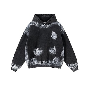 Sudadera con Capucha Gráfica para Hombre, Estilo Oversize, Lavado Ácido, con Estampado de Graffiti, Forro Polar Grueso, Colección Otoño 2026 - Product Image 1