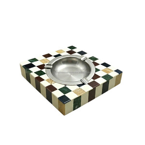 Handcrafted Eco-Friendly Resin Inlay & Metal Classic Design Cigar Ashtray Premium Square Smoking Accessory Office and Home Decor - Product Image 4
