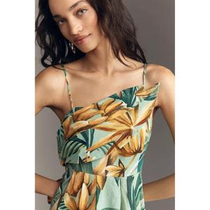 Robe Quotidienne Élégante et Décontractée pour Femme en Coton Naturel, Col en V, Sans Manches, Longueur Midi, Imprimé Floral Numérique, Teinte Unie, Coupe Trapèze - Product Image 4