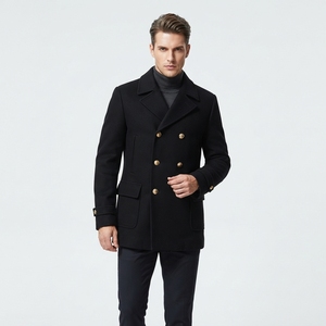 Male <b>Wool</b> Blended <b>Pea</b> Outdoor Windproof Jacket Warm Anti-Wrinkle Regular Length Cold Buttons <b>Coat</b> Jackets - Product Image 2