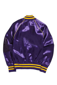 ผ้าซาตินโพลีเอสเตอร์ 100% สำหรับเสื้อแจ็คเก็ตเบสบอลแบบ Varsity คุณภาพสูง ผลิตตามแบบ OEM แจ็คเก็ตผ้าไหมแบบเรียบ ด้านหน้ากันน้ำ - Product Image 4