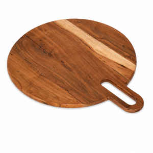 Tabla de cortar redonda hecha a mano de madera de acacia |   Tabla para Servir Queso y Pizza |   100% Ecológico - Product Image 1