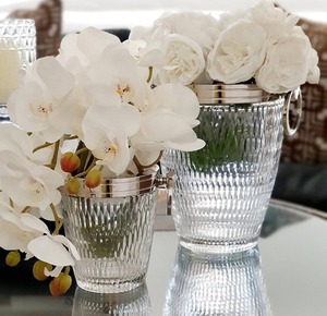 Vase moderne en verre pour table, couleur ambre, motif diamant, design unique - Product Image 5