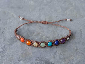 Bracelet en macramé fait main 7 chakras Pierres naturelles Guérison Réglable Bijoux bohèmes Yoga - Product Image 4