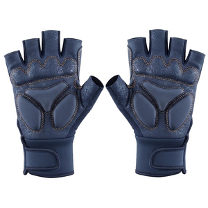 SAAR INDUSTRIES Unisex Leather Anti <b>Slip</b> Breathable Lightweight Custom Logo <b>Half</b> Finger Gloves for Closure Cycling Fitness - Product Image 5