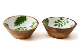 Stylish Wooden Enamel Printed Serving Bowl For Salad Fruits & Soup <b>Dinnerware</b> High Quality Modern Serving Bowl For Kitchenware - Product Image 3