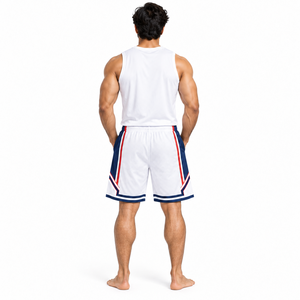 Shorts de basketball unisexes personnalisés en gros pour l'été 2026 – Modèle long, respirant, en coton et maille colorée, séchage rapide, style streetwear pour hommes - Product Image 4