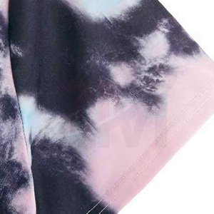 Top Corto Tie Dye para Mujer, Cuello Redondo, Manga Corta, Corte Holgado, Tejido Informal, 100% Algodón, Transpirable, Estilo Primavera-Verano - Product Image 3