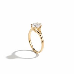 Certified 14K Gold Lab Diamond 0.5 CT Oval Cut Solitaire Engagement Ring With Split Shank Setting Minimalist Women Fine Jewelry - Product Image 6