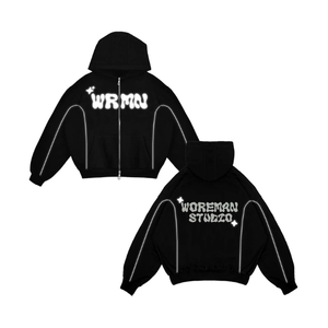 Black Reflective <b>Gothic</b> Zip Up Hoodie | Glow in Dark Streetwear Hoodie |Reflective Hooded <b>Jacket</b> |OEM Private Label Manufacturer - Product Image 3
