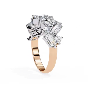 Anillo de cóctel unisex de oro macizo de 10K, 14K, 18K con diamantes cultivados en laboratorio de corte mixto disperso, certificado IGI, joyería fina, regalo - Product Image 6