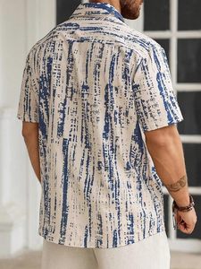 เสื้อเชิ้ตสำหรับผู้ชายเสื้อเชิ้ตลำลองแขนสั้นพิมพ์ลายแอบสแตรกต์ทรงสลิมฟิต - Product Image 3