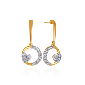 Pendientes de Aro Abierto Geométricos de Oro Rosa de 14K para Mujer, con Motivo de Corazón de Diamantes |   Joyería de Moda Contemporánea - Product Image 3