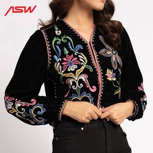 Chaqueta de terciopelo recortada bordada para mujer, abrigo oficial, ropa de invierno, nueva moda - Product Image 2