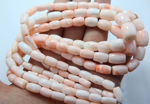 Perles tubulaires en corail rose naturel japonais, lisses, en pierre précieuse, brin de 17 pouces pour la fabrication de bijoux - Product Image 2