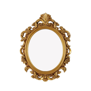 Antique Carved Oval <b>Mirror</b> Made Of Solid Teak Wood High Quality With Gold Finishing For Indoor or Outdoor - Product Image 1
