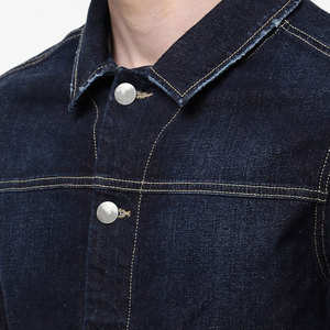 Veste en jean slim fit bleu foncé de haute qualité pour homme, style vintage décontracté, veste en jean indigo classique, veste de camionneur en coton - Product Image 6