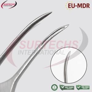 Surtechs Castroviejo Pinces de Suture Manuelles - Acier Inoxydable 1x2 Dents Instruments de Micro-Chirurgie Certifiés CE Classe III pour - Product Image 2