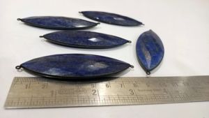 Conectores de Bisel Oxidado Negro con Piedra Preciosa Natural Lapislázuli en Forma de Marquesa de 3 Pulgadas de Largo - Product Image 4