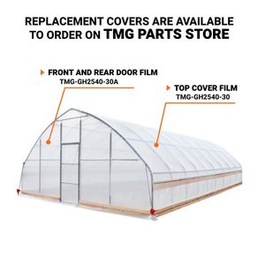 Serre à Cadre Froid 25FT X 40FT pour Tente de Culture, avec Film Plastique EVA Transparent 6 Mil, Parois Latérales Enroulables à Manivelle et Toit à Pente pour Fermes - Product Image 4