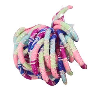 Asthamangal Gift & Craft Buddhist Orange Color Shade <b>Glass</b> Beads Roll Bracelets for Children's Romantic Tassel Design Gift - Product Image 5
