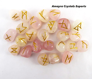 Juego de Runas de Cuarzo Rosa Natural Espiritual, Juegos de Runas Hechos a Mano al por Mayor, Cristales de Ágata, Compre en Línea en Amayra Crystals Exports India - Product Image 1
