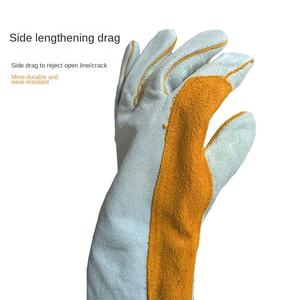Guantes de Seguridad para Soldadura TIG/MIG de Primera Calidad, Forro de Algodón Suave, Resistentes al Calor, Protección para Manos y Brazos de Cuero Vacuno - Product Image 3