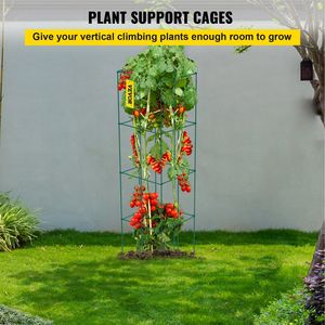 <b>Tomato</b> Cages 11.8\" X 11.8\" X 46.1\" 5 Packs Green PVC-Coated Steel Square Plant <b>Support</b> Towers Climbing Fencing Trellis Gates - Product Image 2