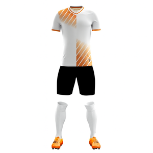 Camiseta de Fútbol de Manga Corta para Hombre, Degradado Blanco y Naranja, Cuello en V, Poliéster que Absorbe la Humedad, Ropa Deportiva para Todas las Temporadas - Product Image 1
