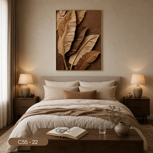 C55-22 Lienzo Decorativo para Pared, Hojas Marrones con Relieve, Impresión Minimalista, Marco de Madera, Decoración Interior, Pintura Abstracta Moderna 3D - Product Image 3