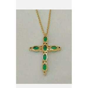 Collier pendentif croix unique en argent sterling 925 plaqué or, pendentif religieux unisexe de luxe avec pierre en moissanite - Product Image 2