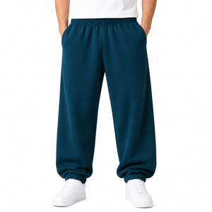 <b>Men's</b> Red Cotton Sweatpants Elastic Waist Casual Joggers Side Pockets Breathable Midweight Knitted Autumn Wear - Product Image 5