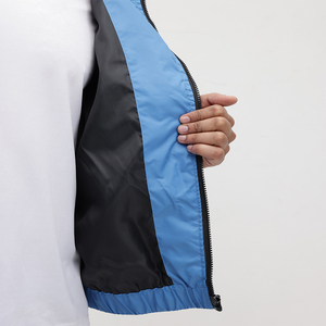 Men's Blue Hooded Windproof Racer Jacket Slim Fit Zipper Closure Casual Spring Wear Polyester Material - Product Image 3
