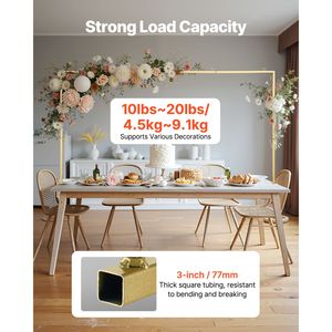 Supporto Regolabile per Tavolo in Rattan con Morsetti per Asta da 13-42 Pollici e Base ad Arco in Ferro Quadrato da 28-98 Pollici - Product Image 6