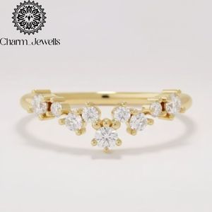 Charm_Jewells <b>Moissanite</b> Engagement Ring Yellow Gold Prong Setting Round Brilliant Cut Classic Women's <b>Jewelry</b> - Product Image 5