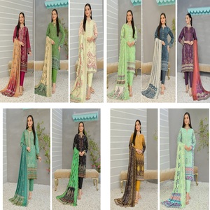 Vestido de fiesta Salwar Kameez de lino pakistaní Bin Hameed de 3 piezas - Diseño étnico moderno bordado, completamente cosido, listo para usar para mujer - Product Image 6